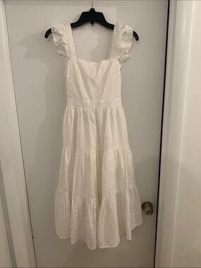 Women's White Eyelet Ruffle Strap Sundress